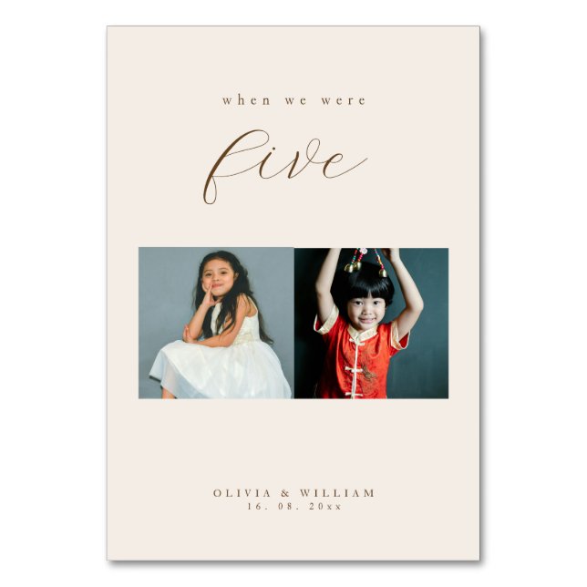 Rustic Modern Script Barndomsfoton som Bordsnummer (Framsidan)