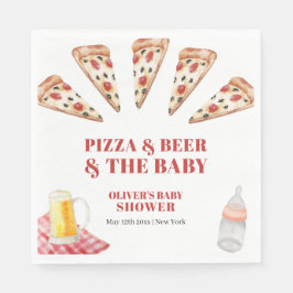 Rustic Modern Slice Pizza Öl Baby Shower Pappersservett