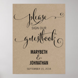 Rustic Modern We Do Bröllop Gästbok Poster
