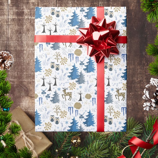 Rustic Modern Winter Forest Woodland Animals Presentpapper (Skapare uppladdad)