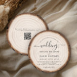 Rustic Modern Wood Natural Elegant Barn Wedding Inbjudningar<br><div class="desc">Our custom round rustic yet modern wood grain barn Wedding Invitation combines a natural tree slice with elegant script typography to create a unique wood look invitation with a romantic feel. The text on the invitation is written in an elegant script font, exuding sophistication and grace. The script font adds...</div>