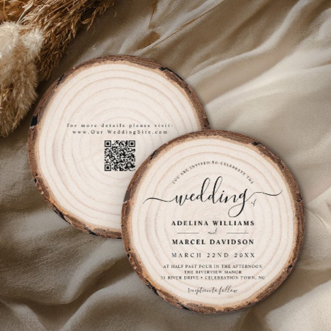 Rustic Modern Wood Natural Elegant Barn Wedding Inbjudningar (Skapare uppladdad)