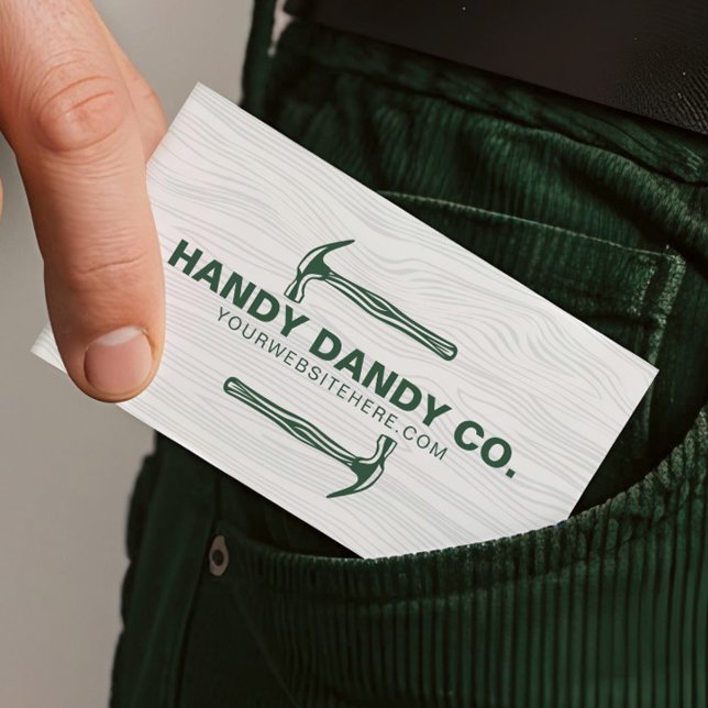 Rustic Modern Woodgrain Handyman Hammer ConTRAR Visitkort (Rustic Modern Woodgrain Handyman Hammer Contractor Business Card)