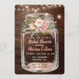 Rustic Möhippa, Mason Burk Ljus Boho Blommigt Inbjudningar