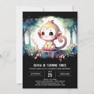 Rustic Monkey Birthday Inbjudningar