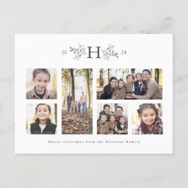 Rustic monogram 6 fotojulkollage helg vykort