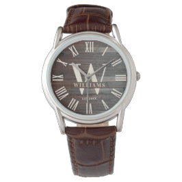 Rustic Monogram Anpassningsbar Farmhouse Namn Retr Armbandsur