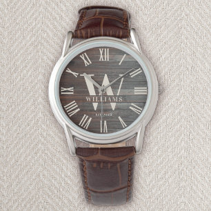 Rustic Monogram Anpassningsbar Farmhouse Namn Retr Armbandsur
