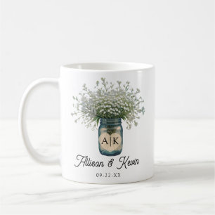 Rustic Monogram Baby's Band Mason Burk Bröllop Kaffemugg