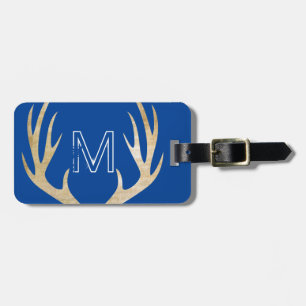 Rustic Monogram Blue Anpassningsbar Bag Märkre med Bagagebricka