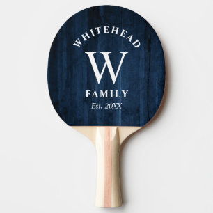 Rustic Monogram Blue Wood Pingisracket