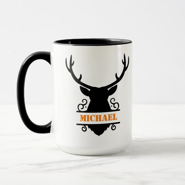Rustic Monogram Buck Hunting Mugg (Vänster)