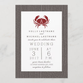 Rustic Monogram Crab Bröllop Inbjudningar