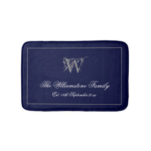 Rustic Monogram + Familjens efternamn Bröllop Gift Badrumsmatta