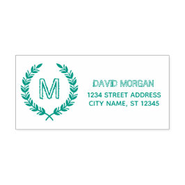 Rustic Monogram Family Namn Adress Anpassningsbar Självfärgande Stämpel