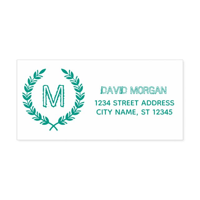 Rustic Monogram Family Namn Adress Anpassningsbar Självfärgande Stämpel (Design)