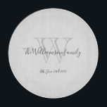 Rustic Monogram Family Namn - Chic för första Cool<br><div class="desc">Rustic Monogram Family Namn, första Coola-Chic-skärmar. Personlig monogram initialt och familjens efternamn och bröllop-datum i skriptbokstäver på en sublet, mjuk grått-bakgrund. Gör en unik söt gåva till bröllop, nygifta och möhippa. Fin för sitt nya liv tillsammans, även perfekt som en gåva till uppvärmningen av hemmet, möhippa, möhippa, förlovning eller bröllop....</div>