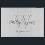 Rustic Monogram   Family Namn Date Coola Snyggt<br><div class="desc">Rustic Monogram Family Namn Date Coola Snyggt Clearboard. Personlig monogram inledningsvis, med familjens efternamn eller ditt eget namn och fastställt datum i skriptbokstäver på en blek pastellljusbakgrund för grått. Gör en unik gåva till ett bröllop, ett nytt lyft och en möhippa. Fin för sitt nya liv tillsammans också för en...</div>