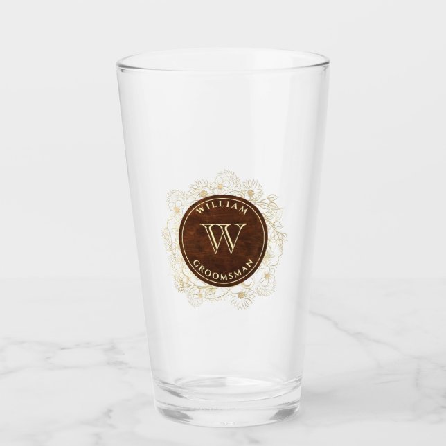 Rustic Monogram Groomsman Glaskopp (Framsida)