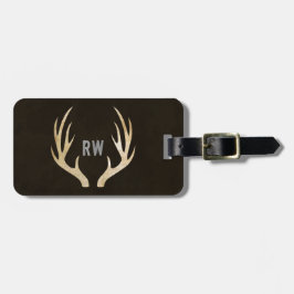 Rustic Monogram Hjort Antler Luggage Tag | Grunge Bagagebricka