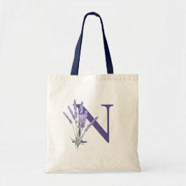 Rustic Monogram initial vattenfärg för lavender Fl Tygkasse