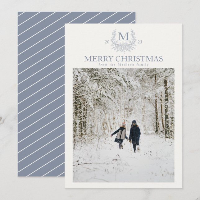 Rustic monogram Manatee personlig initial Julkort (Fram/baksida)