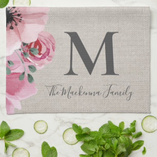 Rustic Monogram Personlig Family Namn-bonde Kökshandduk