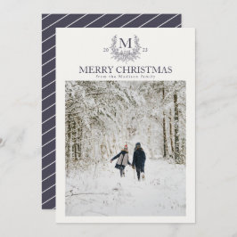 Rustic monogram Quartz Grått personlig initial Julkort