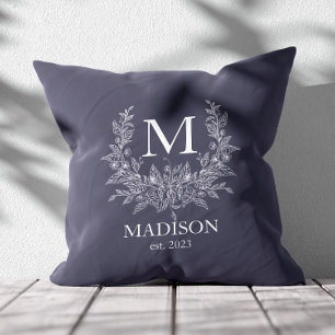 Rustic monogram Quartz Grått personlig initial Kudde