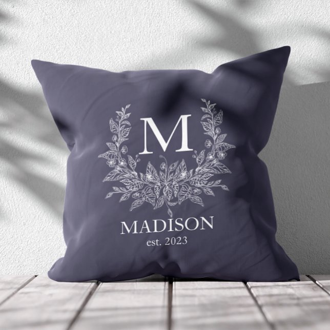 Rustic monogram Quartz Grått personlig initial Kudde (Skapare uppladdad)
