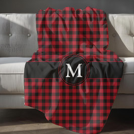 Rustic Monogram Red and Black Play Mönster Fleecefilt