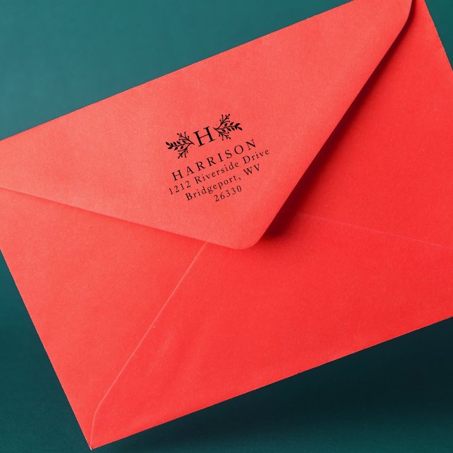 Rustic monogram returadress självfärgande stämpel (Skapare uppladdad)