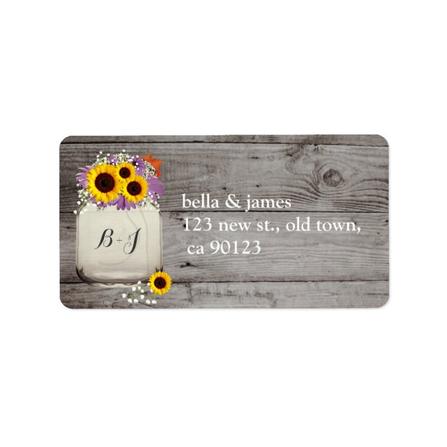 Rustic Monogram SolrosAdressetiketter Adressetikett (Framsidan)