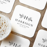 Rustic monogram svartvit klassisk bröllop<br><div class="desc">Med grenar som omger ditt första, underlägg personligen en underbar beröring för ett bröllopsmottagande, en repetitionsmiddag eller till och med en årsdag party. Det är klassiskt med lite av en rustik vrid. Texten och grenar är en klassisk svart på vit bakgrund. Även andra färg finns tillgängliga. Lägg till namn och...</div>