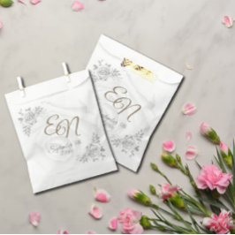 Rustic Monogram vit ros Flowers bröllop