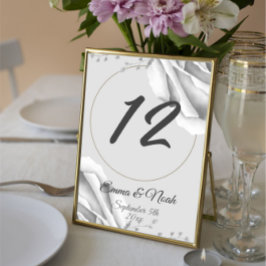 Rustic Monogram vit ros Flowers bröllop Bordsnummer
