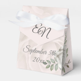 Rustic Monogram vit ros Flowers bröllop Presentaskar