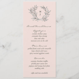 Rustic Monogram Wandan Bröllopmottagningsmeny Meny