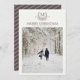 Rustic monogram Wenge personlig initial Julkort