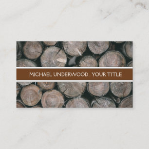Rustic Monogram Wood Pile Logs Visitkort