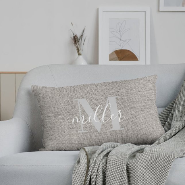 Rustic Monogrammed Family Namn Lumbar Pillow Lumbarkudde (Skapare uppladdad)