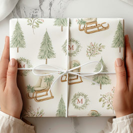 Rustic Monogran Woodland Presentpapper