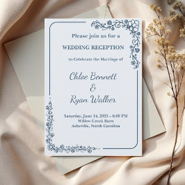 Rustic Monokrome Blommigt Wedding Reception Inbjudningar