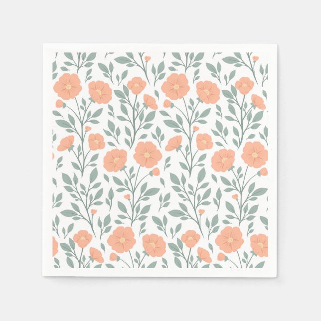 Rustic mönster med rosa blommor pappersservett (Framsidan)