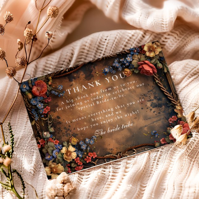 Rustic Moody Autumn Floral Bridal Shower Tack Kort (Skapare uppladdad)