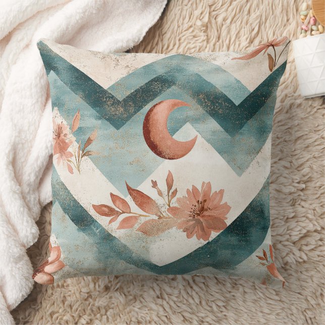 Rustic Moon Blommig Chevron Jordnära Mönster (2) Kudde (Filt)