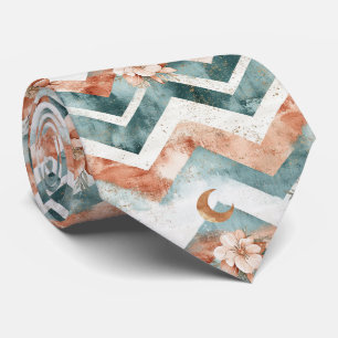 Rustic Moon Blommig Chevron Jordnära Mönster (4) Slips