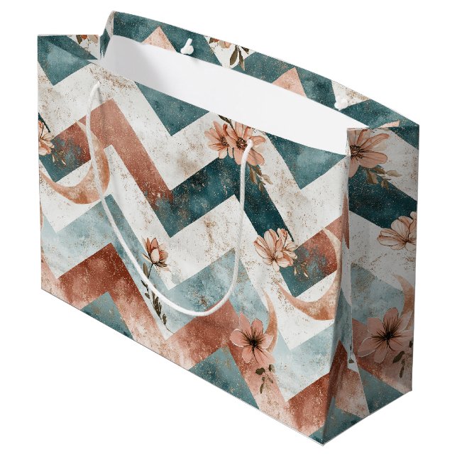 Rustic Moon Blommig Chevron Jordnära Mönster (5) (Baksidan Vinklad)