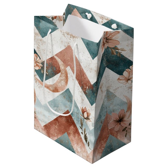 Rustic Moon Blommig Chevron Jordnära Mönster (5) (Framsidan Vinklad)