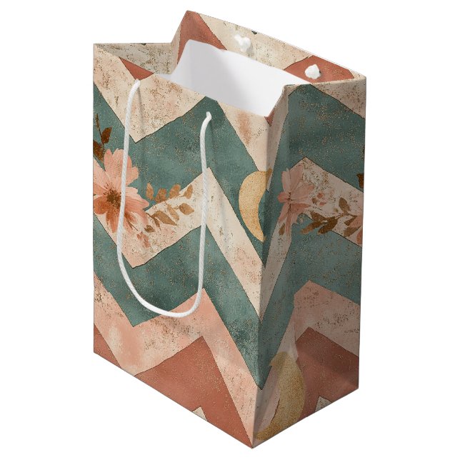 Rustic Moon Blommig Chevron Jordnära Mönster (6) (Framsidan Vinklad)